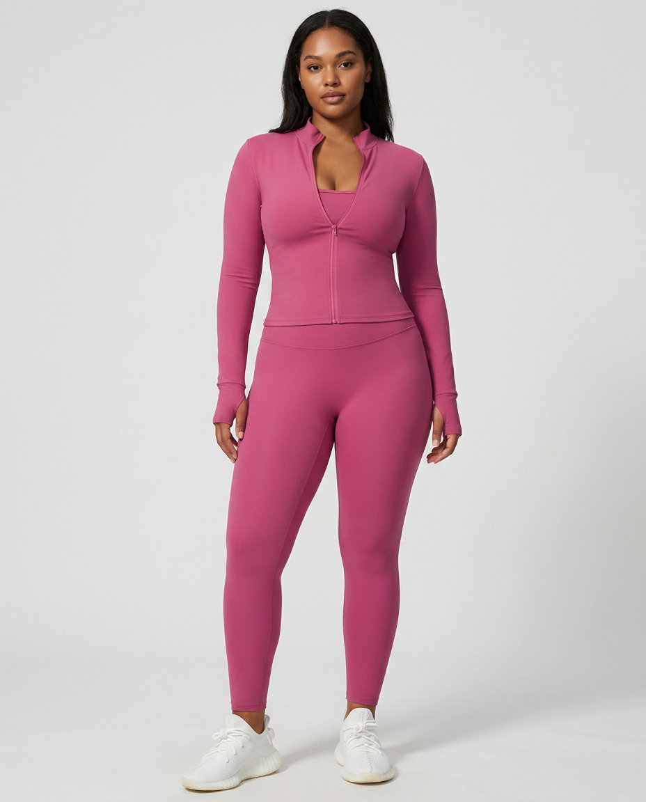 roze jas, voorkant