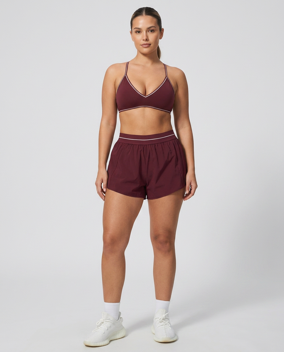 bordeaux short, voorkant
