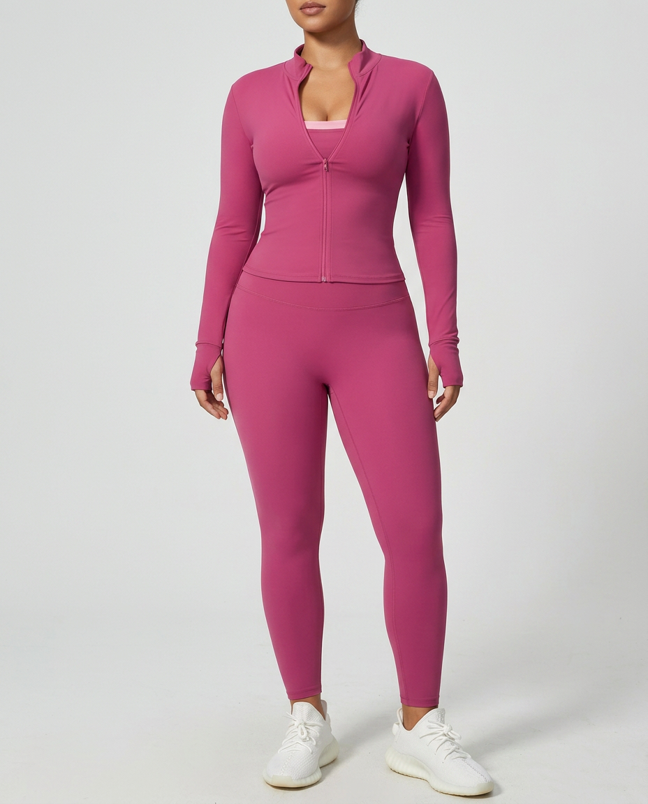roze jas, voorkant
