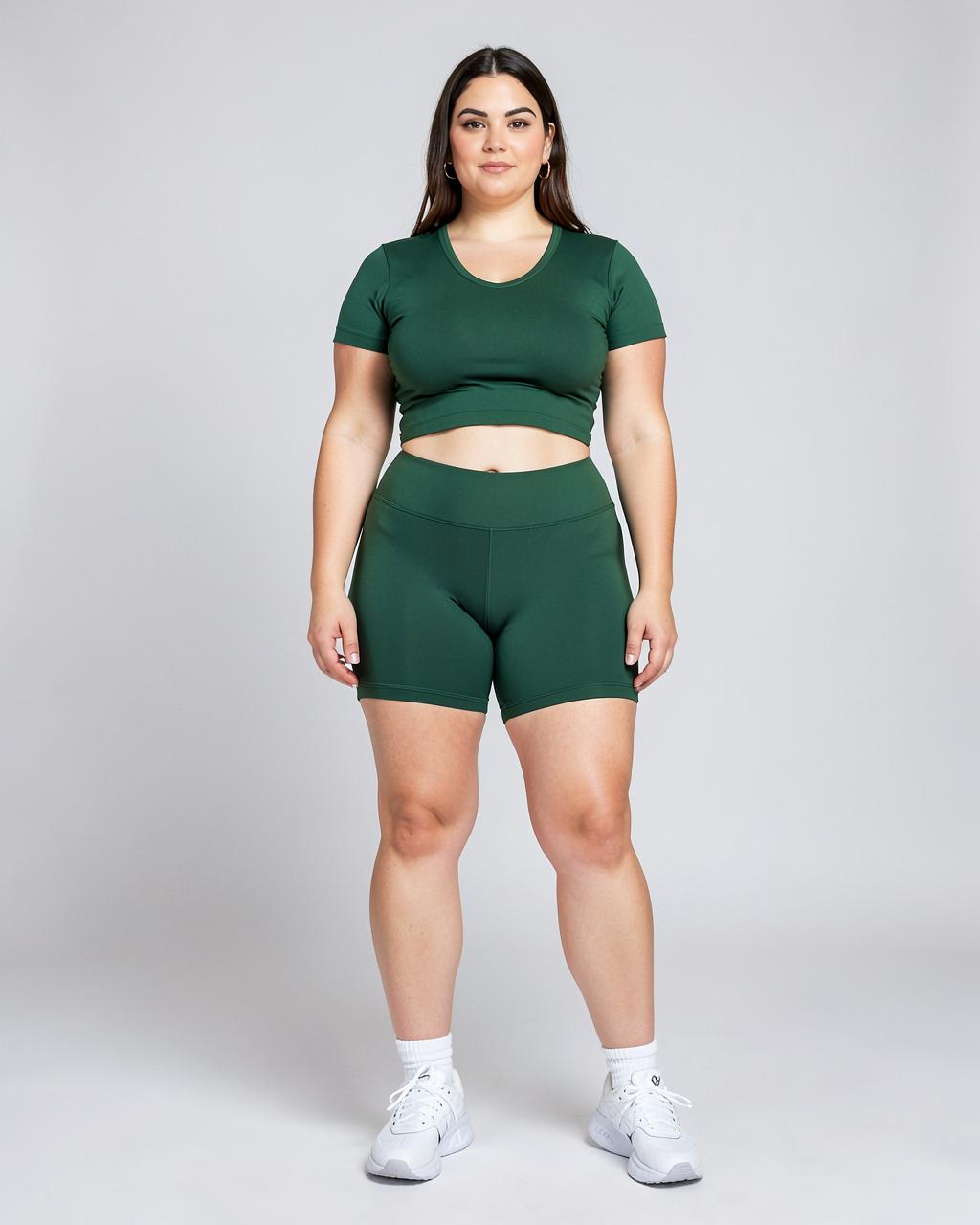 groen short, voorkant